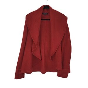 Lafayette 148 New York Red 100% Virgin Wool Open Front Shawl Collar Jacket Small